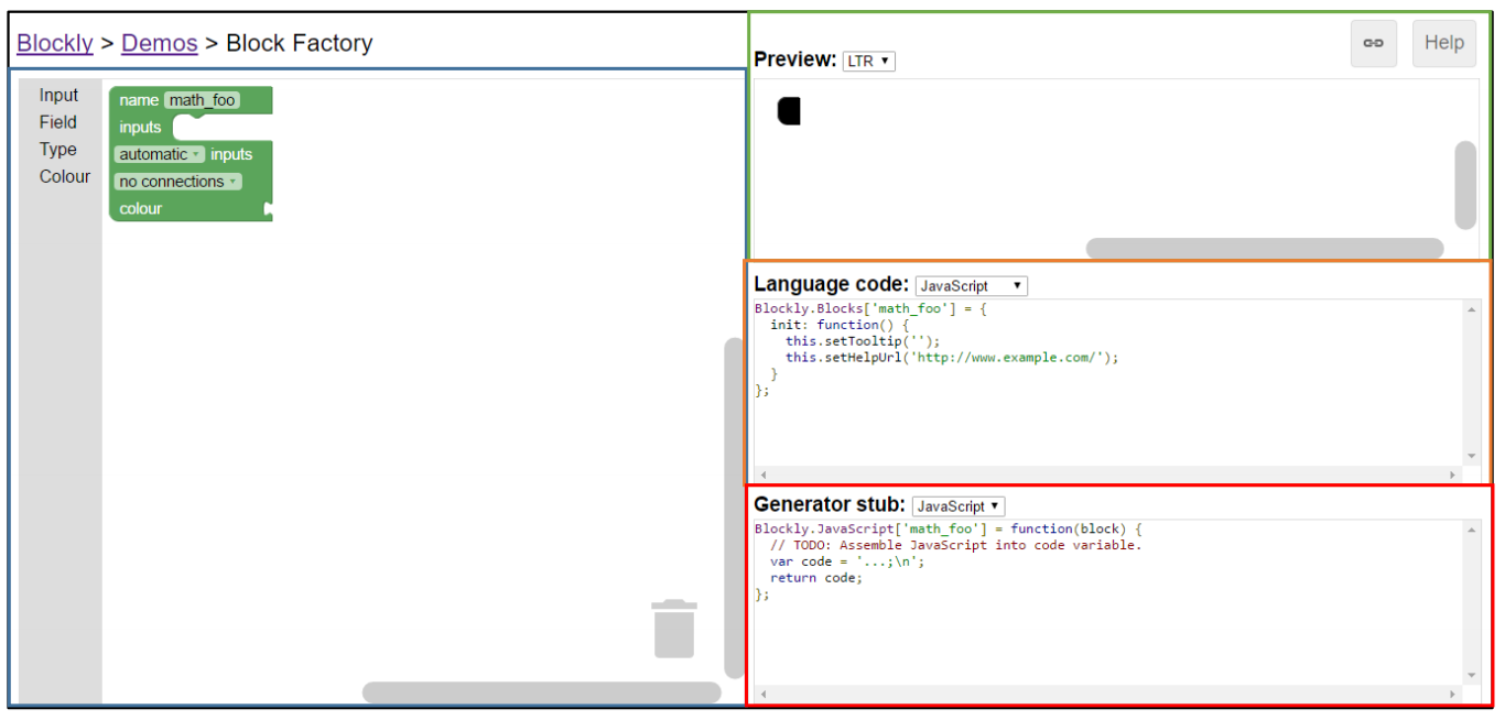 Interface do Block Factory